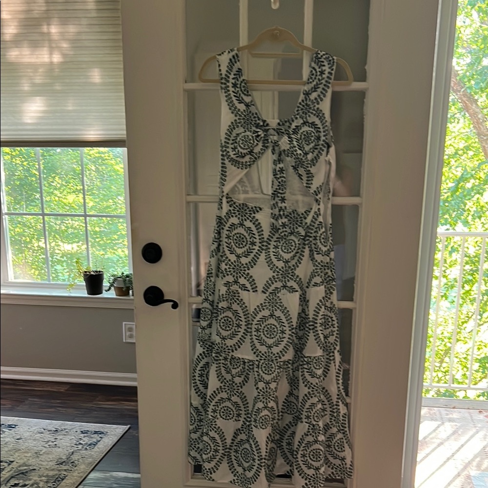 Zara White and Green Maxi Dress
